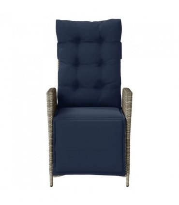 vidaXL Reclining Garden Chair with Footrest Grey Poly Rattan