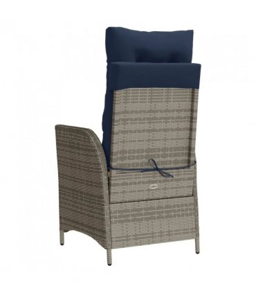 vidaXL Reclining Garden Chair with Footrest Grey Poly Rattan