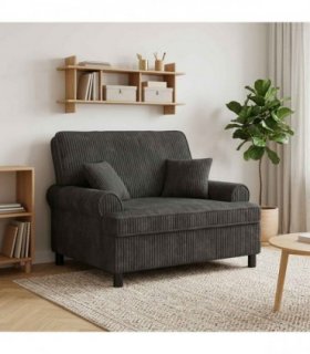 vidaXL XXL Armchair with Cushions Dark Grey 1.5 Lines Fabric
