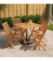 vidaXL 5 Piece Folding Garden Bistro Set Natural Solid Teak Wood