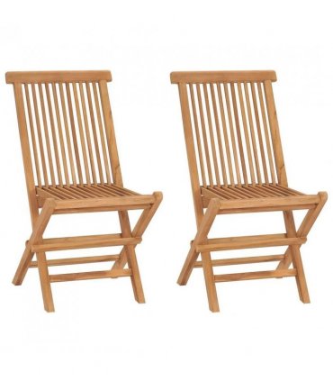 vidaXL 5 Piece Folding Garden Bistro Set Natural Solid Teak Wood