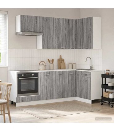 vidaXL Kitchen Unit LYON 8 pcs Grey Sonoma Engineered Wood
