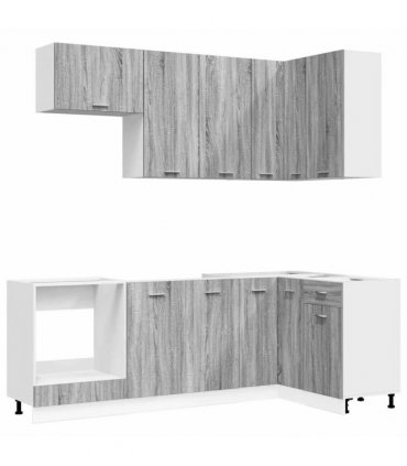 vidaXL Kitchen Unit LYON 8 pcs Grey Sonoma Engineered Wood