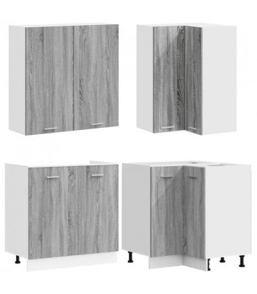vidaXL Kitchen Unit LYON 8 pcs Grey Sonoma Engineered Wood