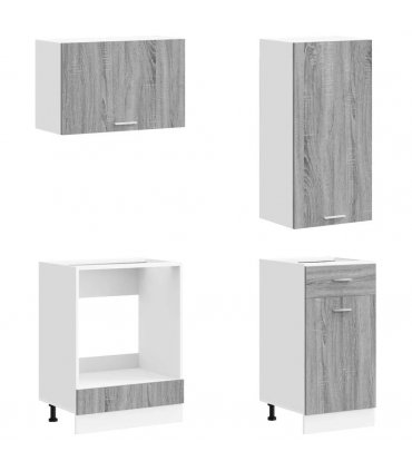 vidaXL Kitchen Unit LYON 8 pcs Grey Sonoma Engineered Wood