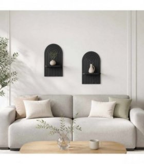 vidaXL Wall Shelf 2 pcs Black 23 x 13.5 x 37.5 cm Engineered Wood