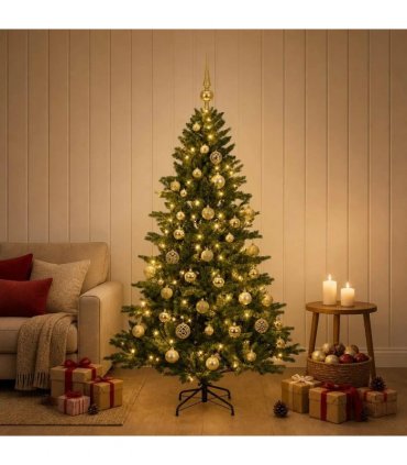 vidaXL Artificial Christmas Tree with Bauble 150 cm 150 LEDs