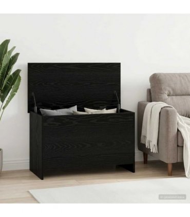 vidaXL Storage Chest Black Oak 80 x 40 x 50 cm Engineered Wood