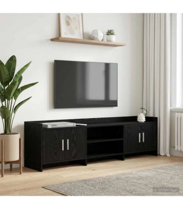 vidaXL TV Cabinet 168 x 33 x 47 cm Black Oak Engineered Wood