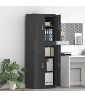 vidaXL Storage Cabinet 2 pcs Black 60 x 40 x 175 cm Steel Lockable