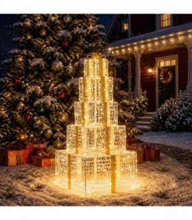 vidaXL Christmas LED Gift Box Stack 250 LEDs Warm White