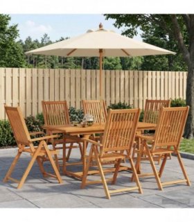 vidaXL Outdoor Dining Set with Parasol 8 pcs 6-Seaters