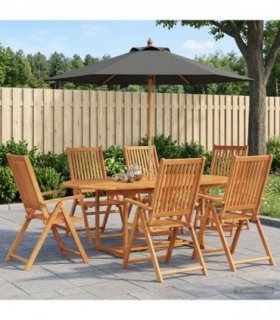 vidaXL Outdoor Dining Set with Parasol 8 pcs 6-Seaters