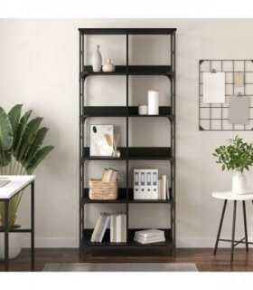 vidaXL Bookshelf 4-Tier 78.5 x 33 x 188.5 cm metal PB Black oak