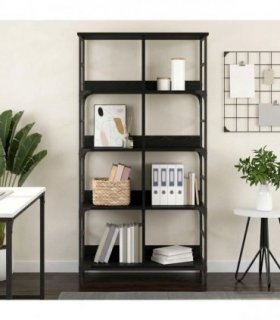 vidaXL Bookshelf 4-Tier 78.5 x 33 x 153 cm metal PB Black oak