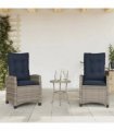 vidaXL Reclining Garden Chairs 2 pcs with Cushions Grey Poly Rattan