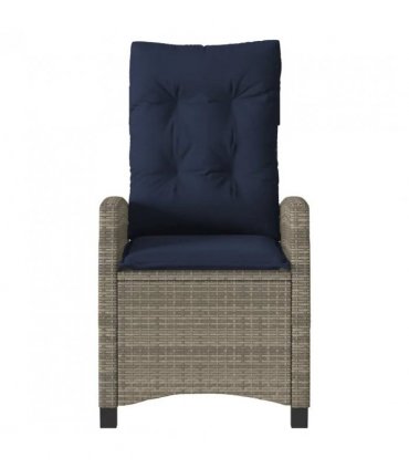 vidaXL Reclining Garden Chairs 2 pcs with Cushions Grey Poly Rattan
