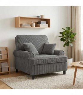 vidaXL XL Armchair with Cushions Light Grey 1.5 Lines Fabric