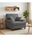 vidaXL XL Armchair with Cushions Light Grey 1.5 Lines Fabric