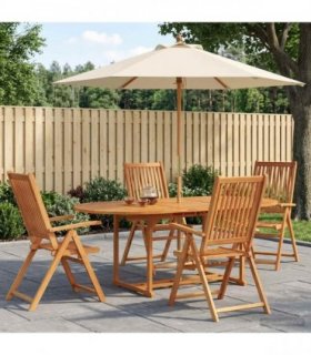 vidaXL Outdoor Dining Set with Parasol 6 pcs 4-Seaters