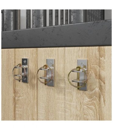 vidaXL Bucket Hooks 3 pcs Wall Mounted Silver and Brown Steel