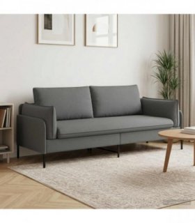 vidaXL 3-Seater Sofa Dark Grey 222 x 81 x 89 cm Fabric