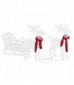 Two Reindeer Pulling Sleigh Lighted Christmas Decor 2.4ft, 240 White LED PVC Décor, UK Plug 31V 3.6W