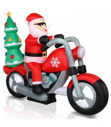 6ft 18W 7 LED Lights Santa Claus Rides Motorcycle Garden Santa Claus Decoration