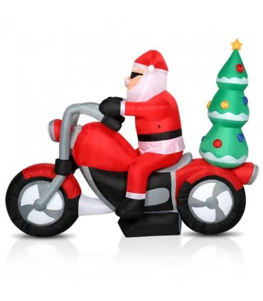 6ft 18W 7 LED Lights Santa Claus Rides Motorcycle Garden Santa Claus Decoration