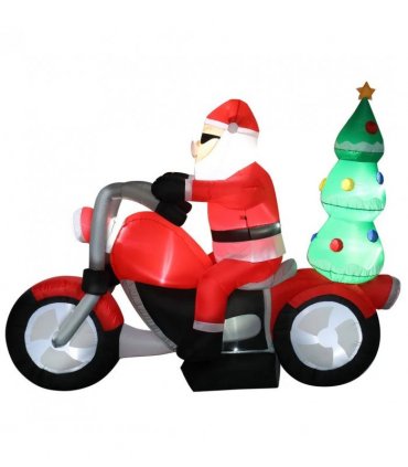 6ft 18W 7 LED Lights Santa Claus Rides Motorcycle Garden Santa Claus Decoration