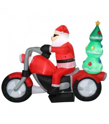 6ft 18W 7 LED Lights Santa Claus Rides Motorcycle Garden Santa Claus Decoration