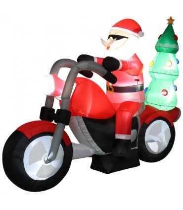 6ft 18W 7 LED Lights Santa Claus Rides Motorcycle Garden Santa Claus Decoration