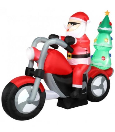 6ft 18W 7 LED Lights Santa Claus Rides Motorcycle Garden Santa Claus Decoration