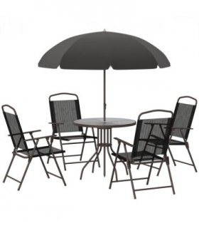 6 Pcs Bistro Set, Texteline-Black
