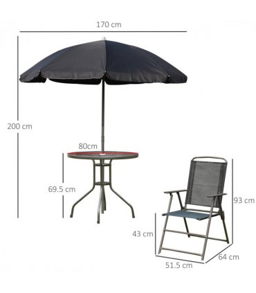 6 Pcs Bistro Set, Texteline-Black