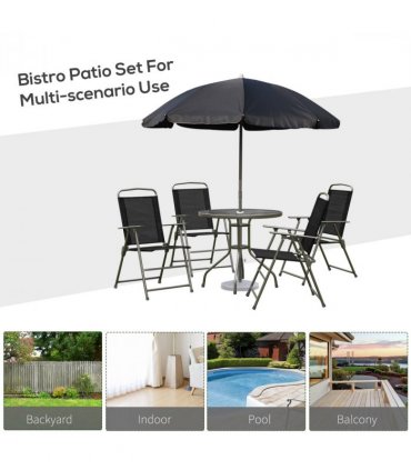 6 Pcs Bistro Set, Texteline-Black