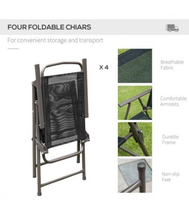 6 Pcs Bistro Set, Texteline-Black