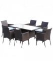 7Pc Rattan Garden Furniture Dining Set: 1 x Rectangular