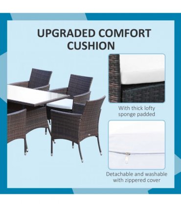 7Pc Rattan Garden Furniture Dining Set: 1 x Rectangular