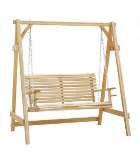 2-Seater Larch Wood Swing Chair Bench
