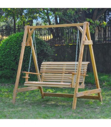 2-Seater Larch Wood Swing Chair Bench