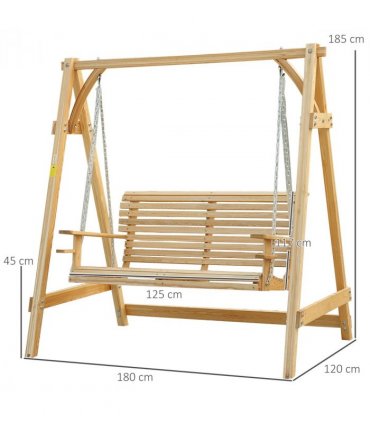 2-Seater Larch Wood Swing Chair Bench