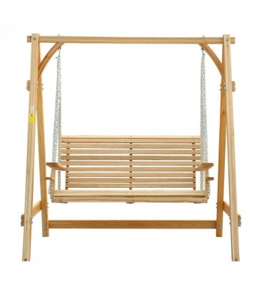 2-Seater Larch Wood Swing Chair Bench