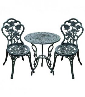 3 Pcs Cast Aluminum Bistro Set-Green