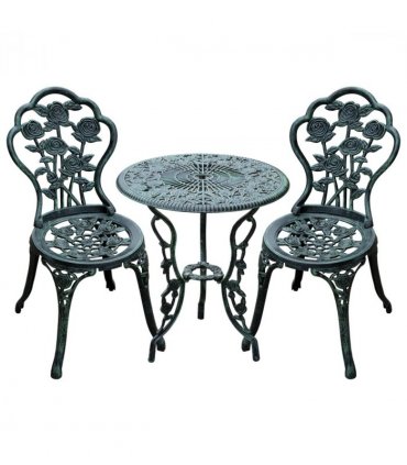 3 Pcs Cast Aluminum Bistro Set-Green