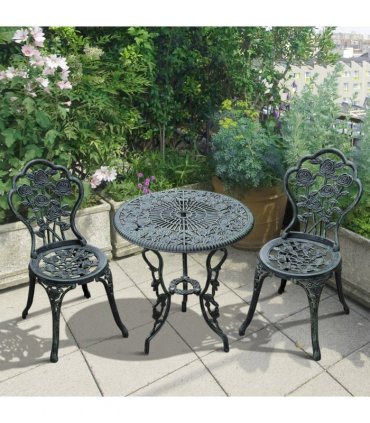 3 Pcs Cast Aluminum Bistro Set-Green