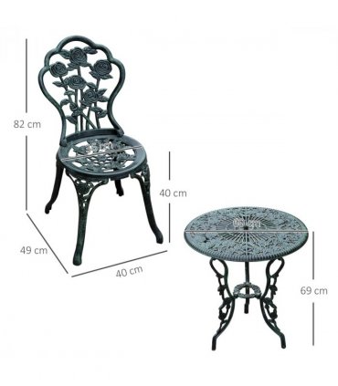 3 Pcs Cast Aluminum Bistro Set-Green