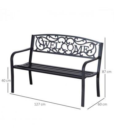 126Lx60Wx85H cm Steel Bench-Black