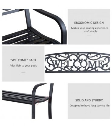 126Lx60Wx85H cm Steel Bench-Black
