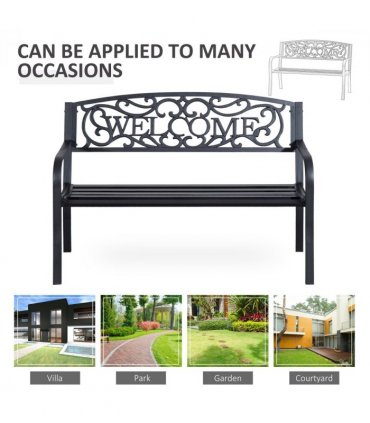 126Lx60Wx85H cm Steel Bench-Black